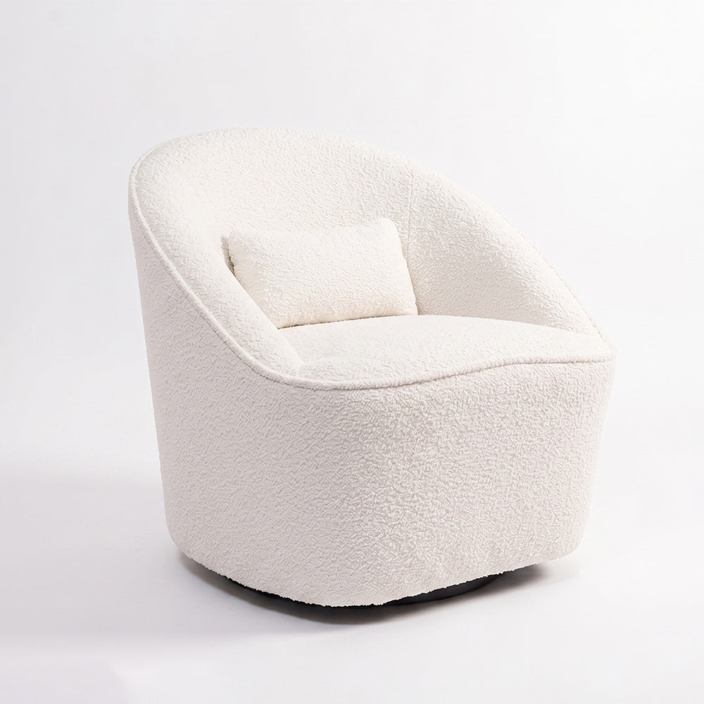Emerald Boucle Swivel Chair - White