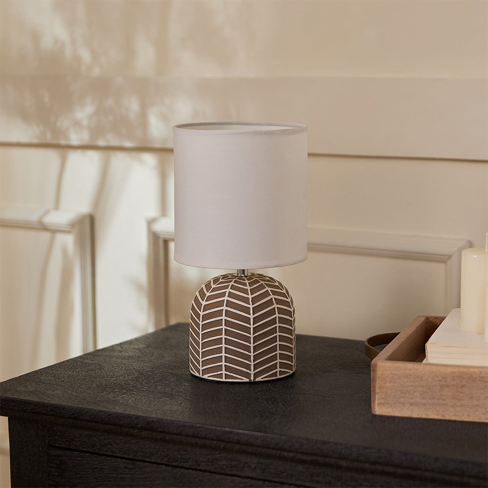 Orion Ceramic Fabric Shade Table Lamp - Brown