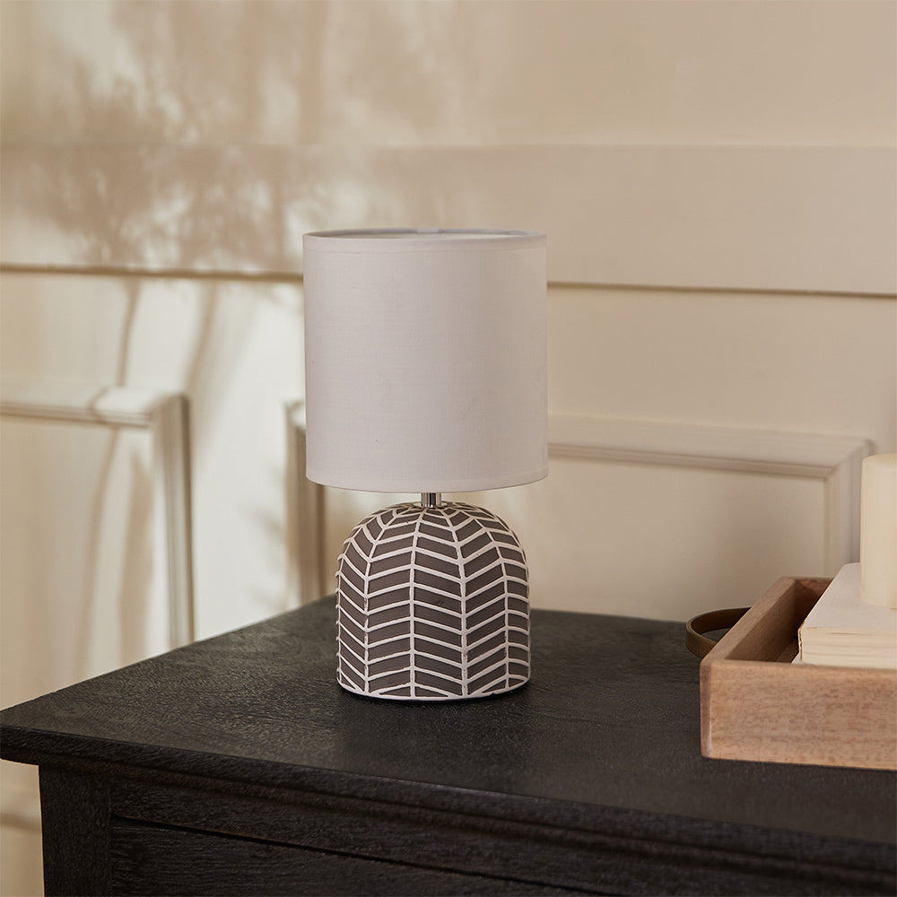Orion Ceramic Fabric Shade Table Lamp - Grey