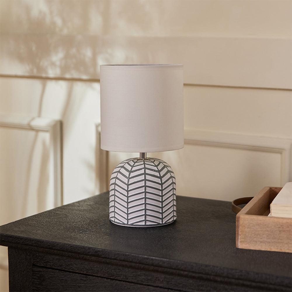 Orion Ceramic Fabric Shade Table Lamp - White