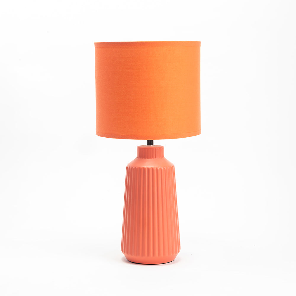 Obsedian Silk Ceramic Fabric Shade Table Lamp - Orange
