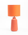 Obsedian Silk Ceramic Fabric Shade Table Lamp - Orange