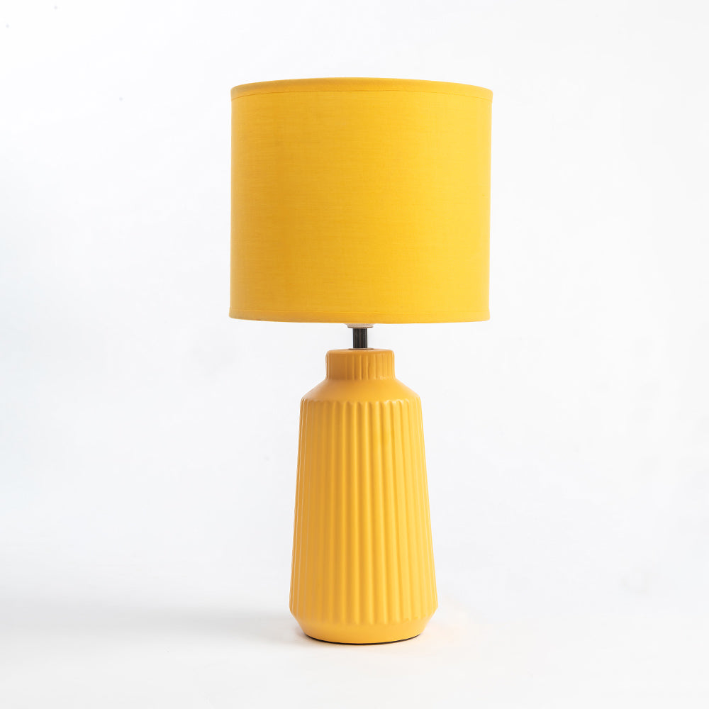 Obsedian Silk Ceramic Fabric Shade Table Lamp - Yellow