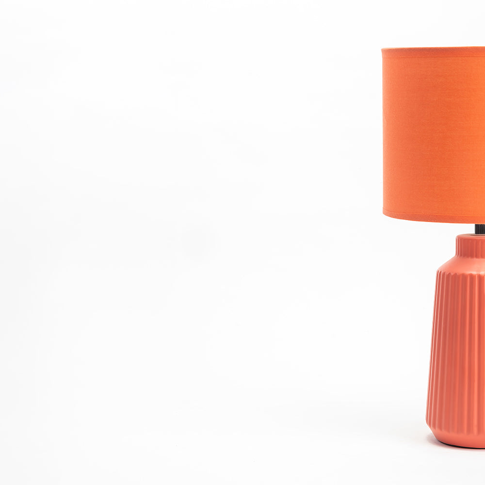 Obsedian Silk Ceramic Fabric Shade Table Lamp - Orange