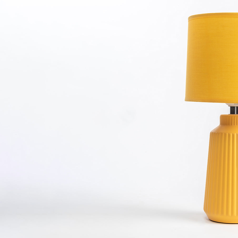 Obsedian Silk Ceramic Fabric Shade Table Lamp - Yellow