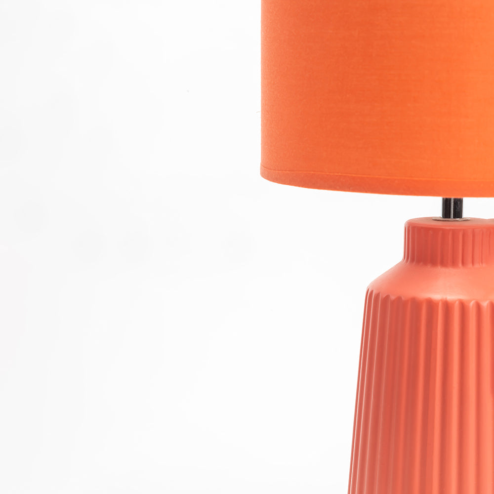 Obsedian Silk Ceramic Fabric Shade Table Lamp - Orange