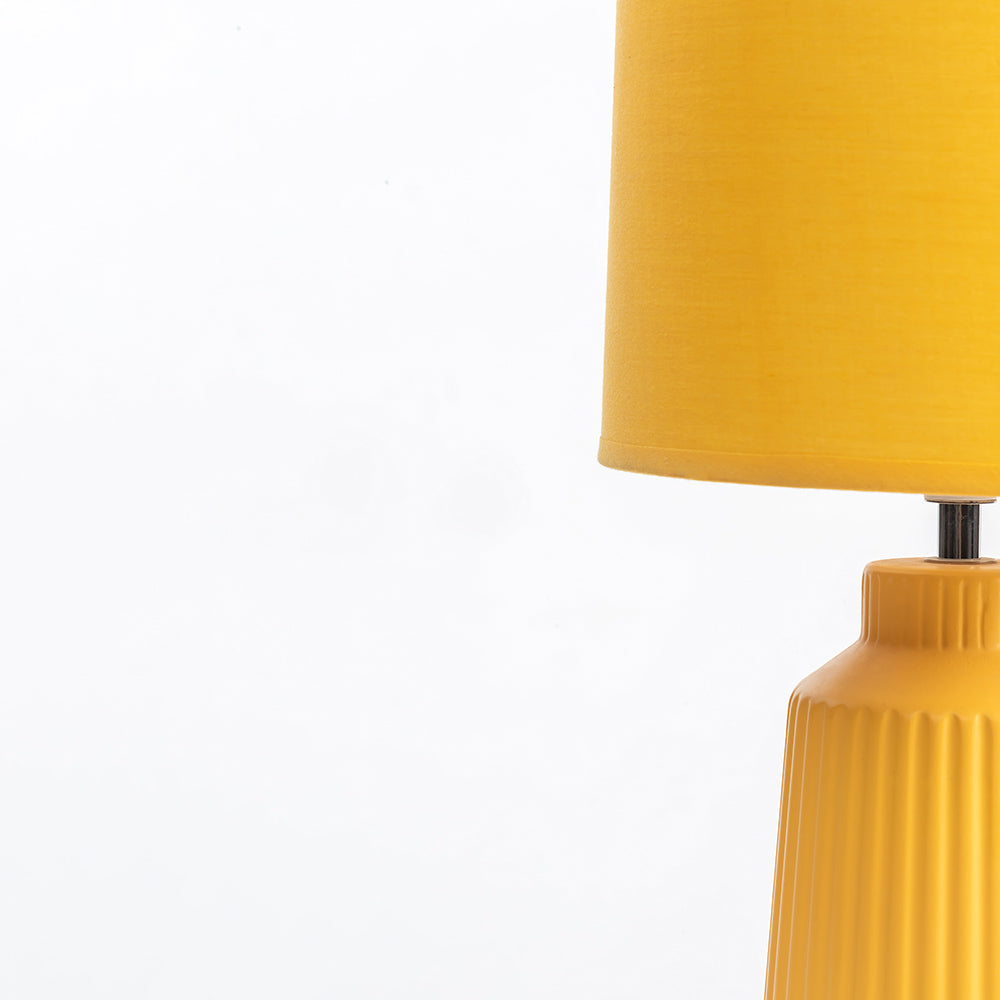 Obsedian Silk Ceramic Fabric Shade Table Lamp - Yellow