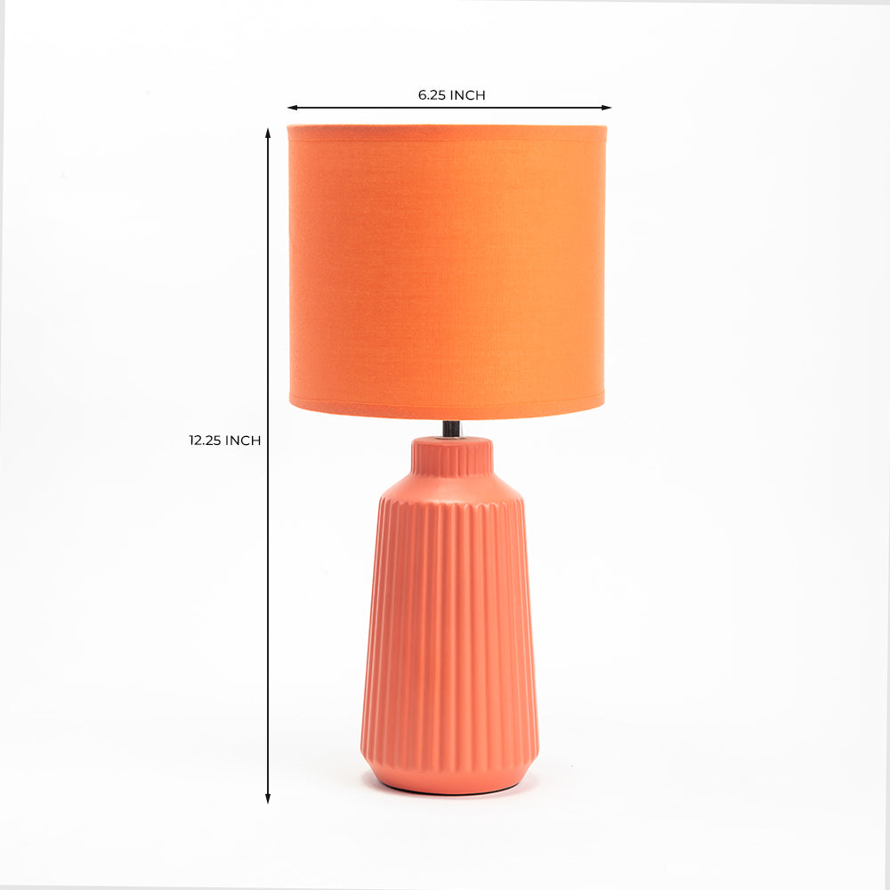 Obsedian Silk Ceramic Fabric Shade Table Lamp - Orange