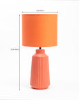 Obsedian Silk Ceramic Fabric Shade Table Lamp - Orange