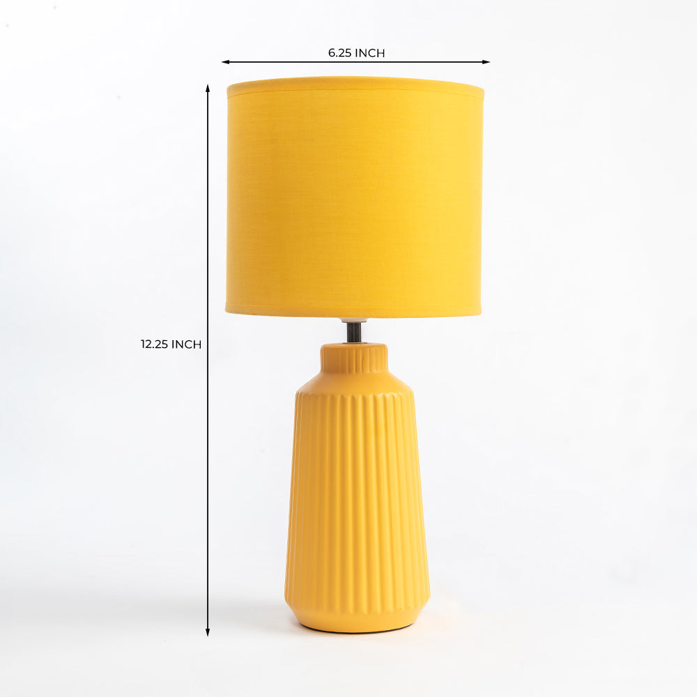 Obsedian Silk Ceramic Fabric Shade Table Lamp - Yellow