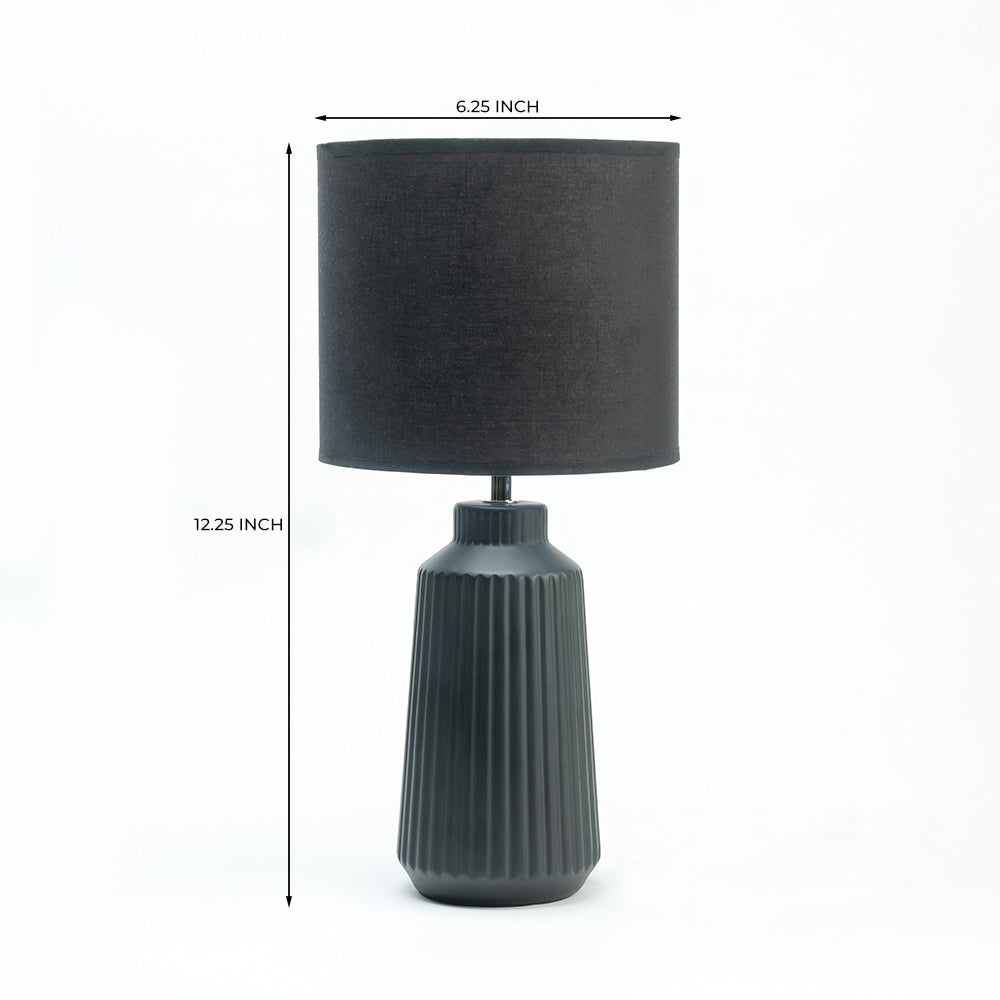 Obsedian Silk Ceramic Fabric Shade Table Lamp - Black