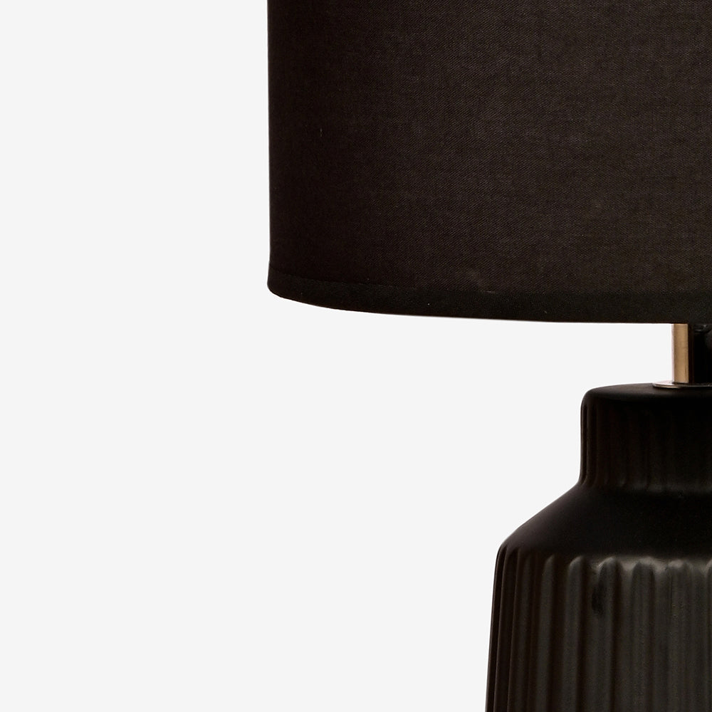 Obsedian Silk Ceramic Fabric Shade Table Lamp