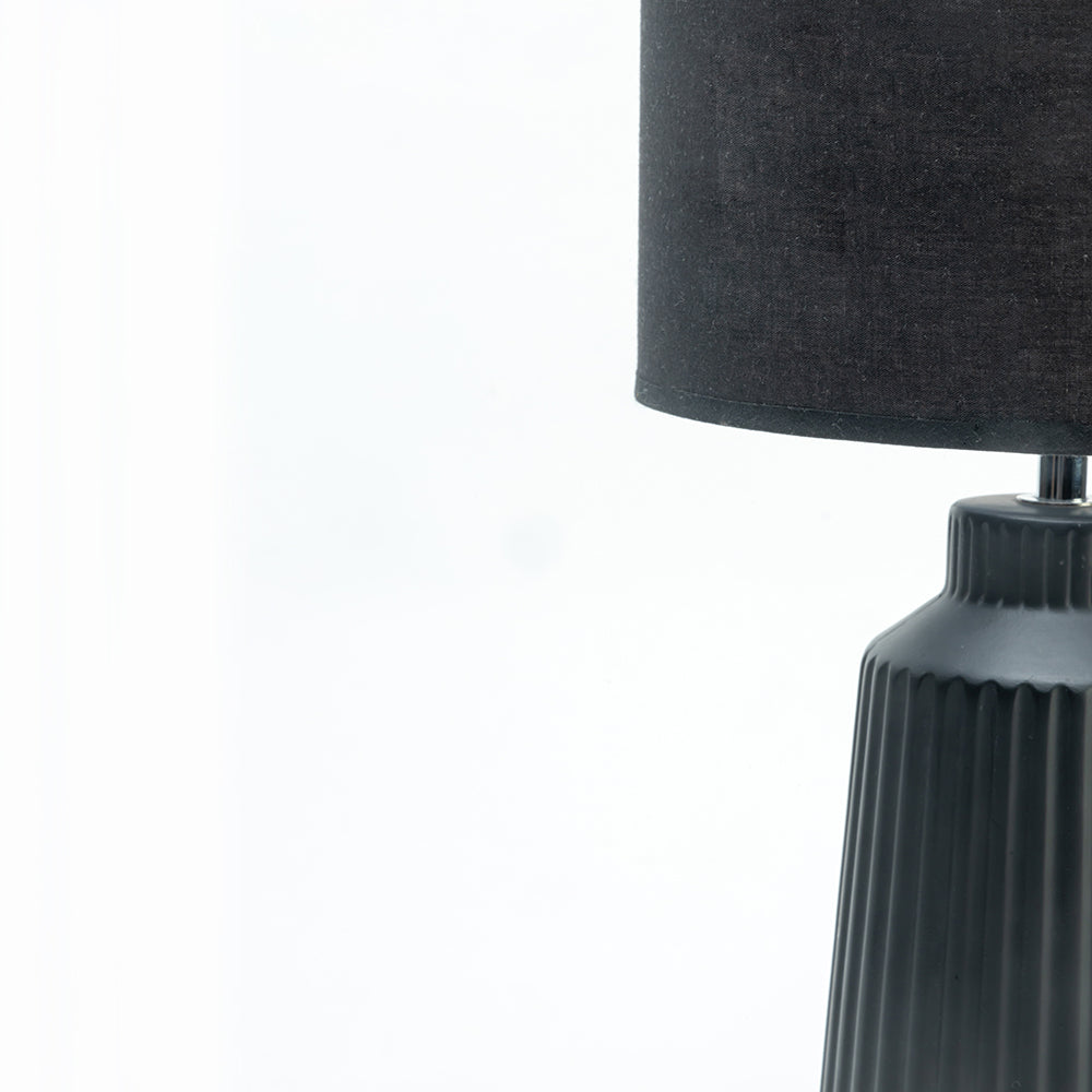 Obsedian Silk Ceramic Fabric Shade Table Lamp - Black