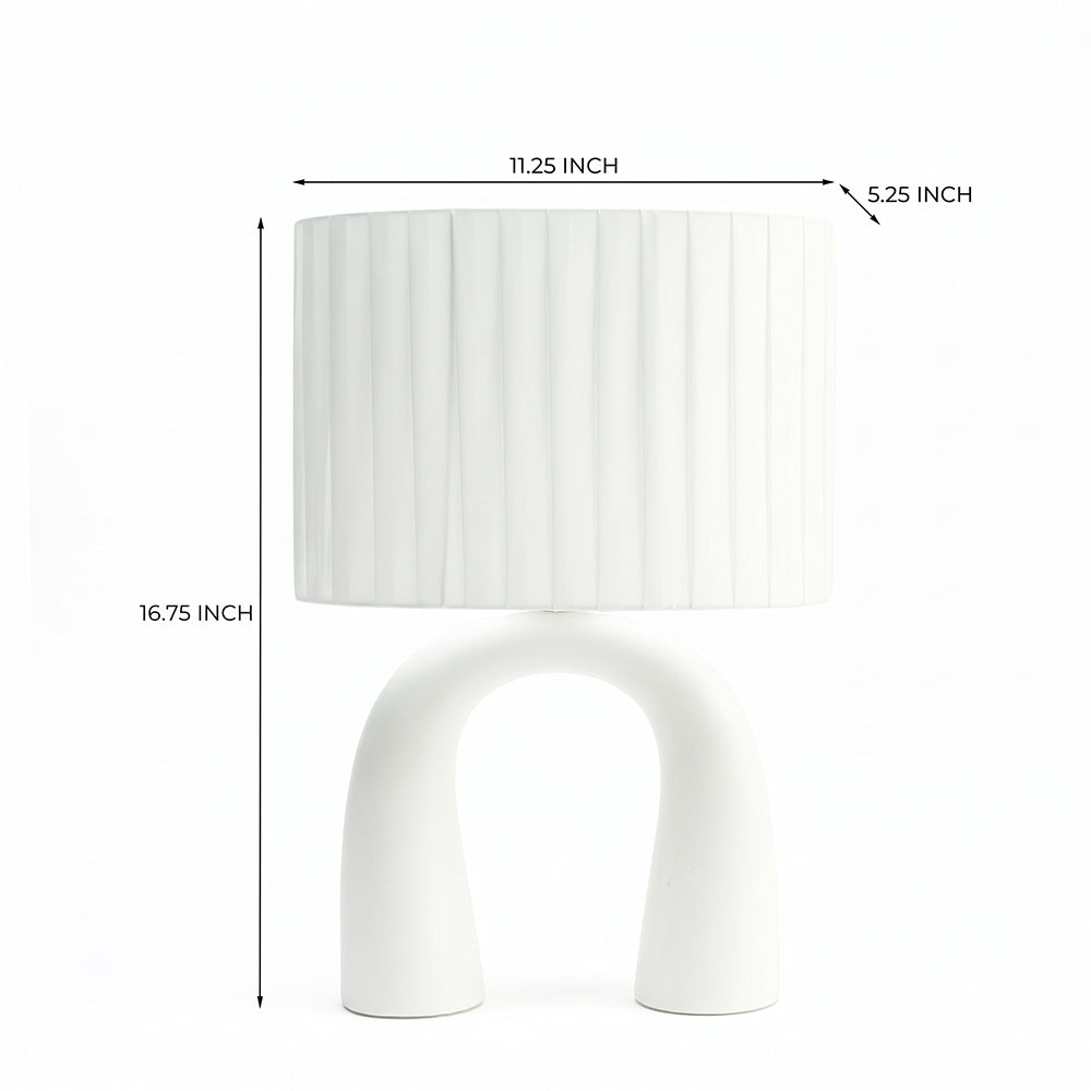 Dusk Dazzle Off White Ceramic Table Lamp with Fabric Shade
