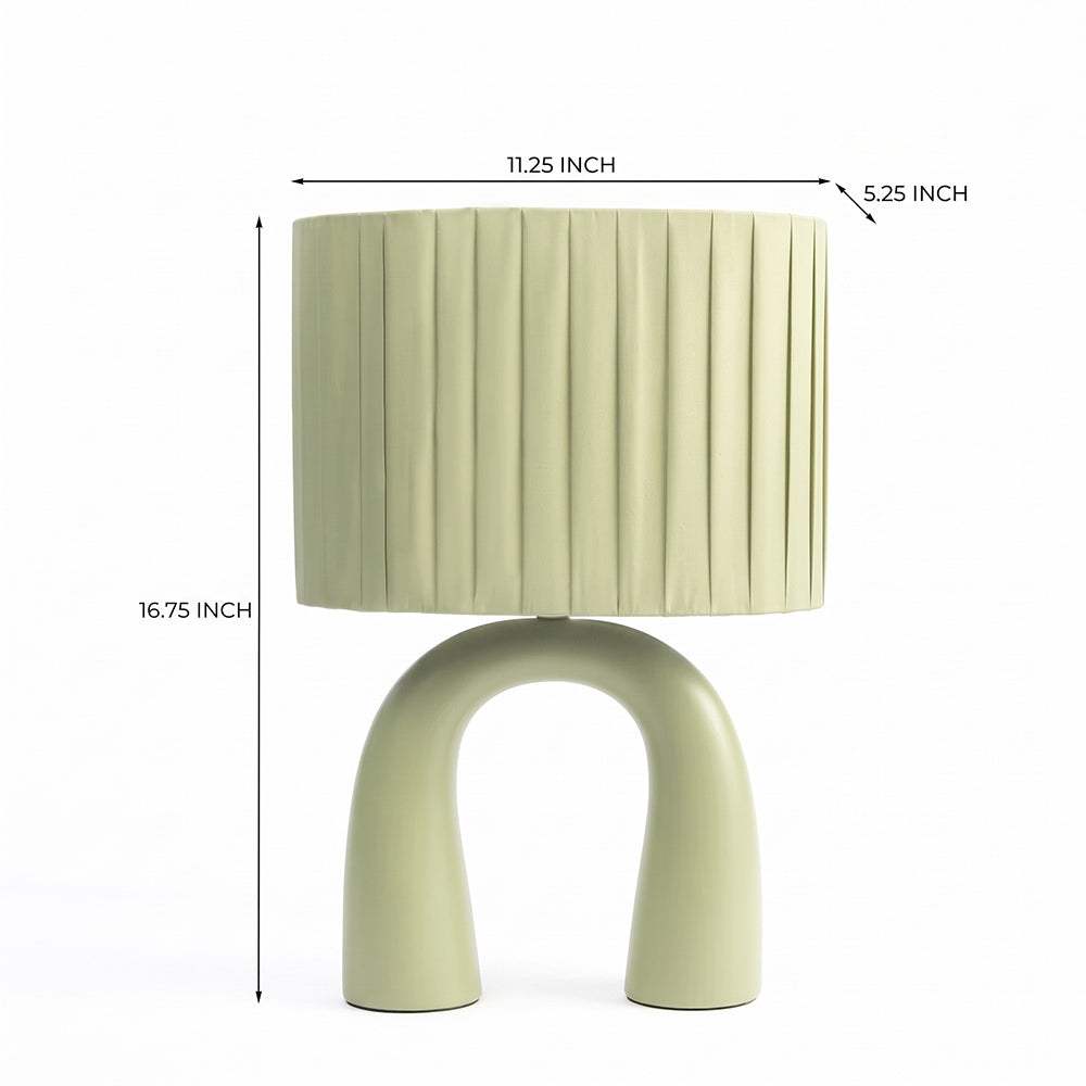Dusk Dazzle Shallot Green Ceramic Table Lamp with Fabric Shade