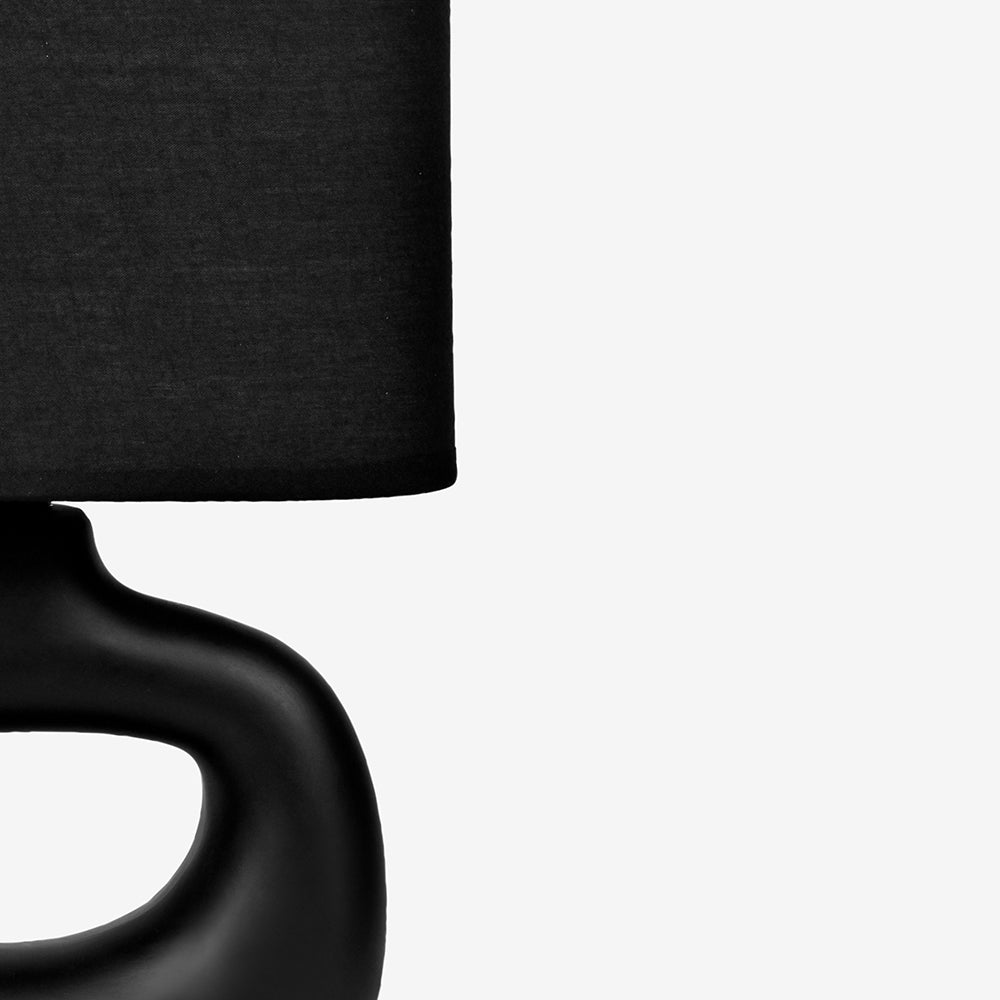 Astral Noir Fabric Shade Ceramic Table Lamp - Black