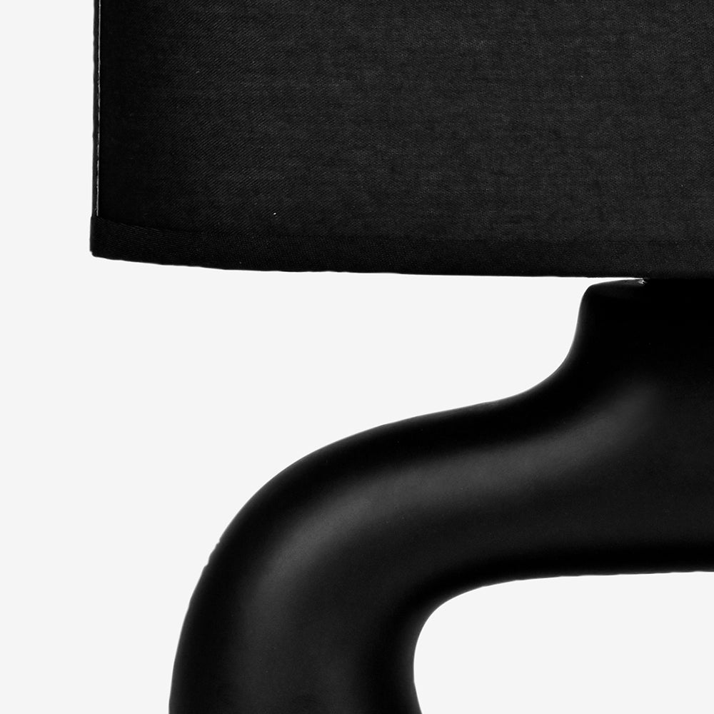 Astral Noir Fabric Shade Ceramic Table Lamp - Black