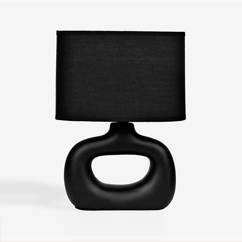 Astral Noir Fabric Shade Ceramic Table Lamp - Black
