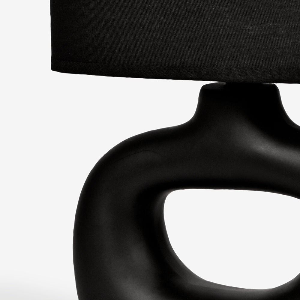 Astral Noir Fabric Shade Ceramic Table Lamp - Black