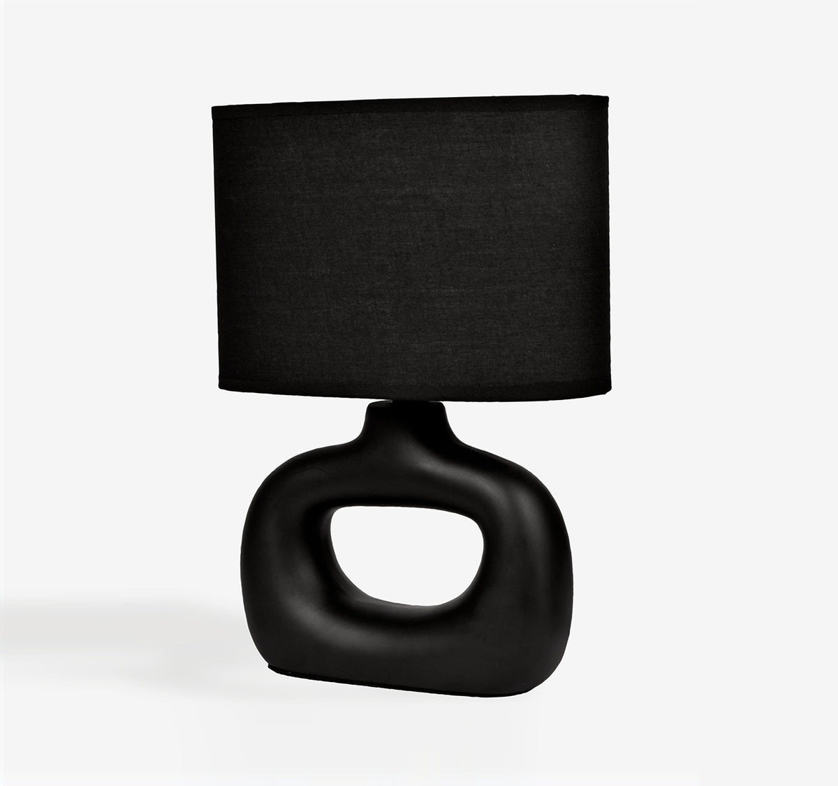 Astral Noir Fabric Shade Ceramic Table Lamp - Black