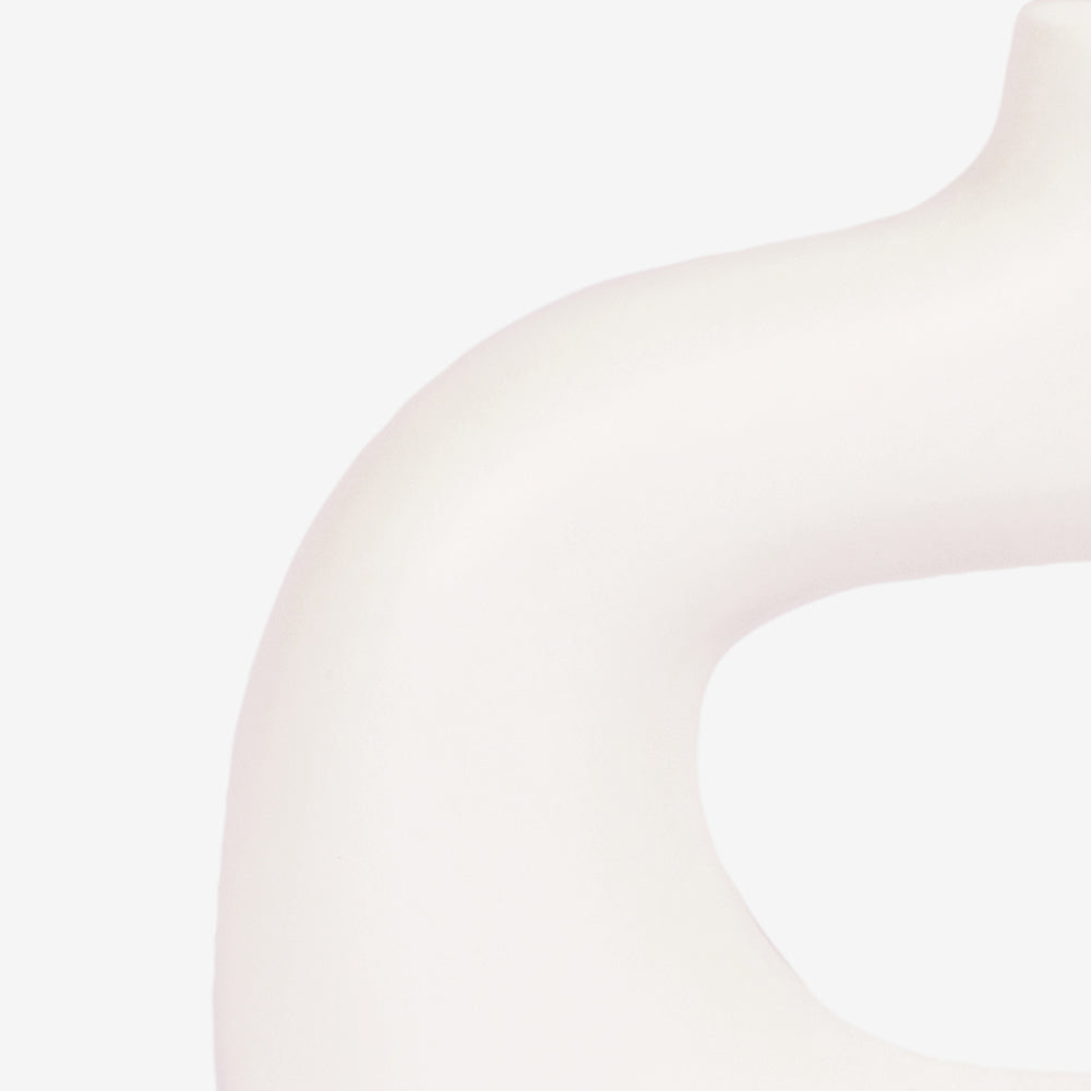 Astral Noir Fabric Shade Ceramic Table Lamp - Off White