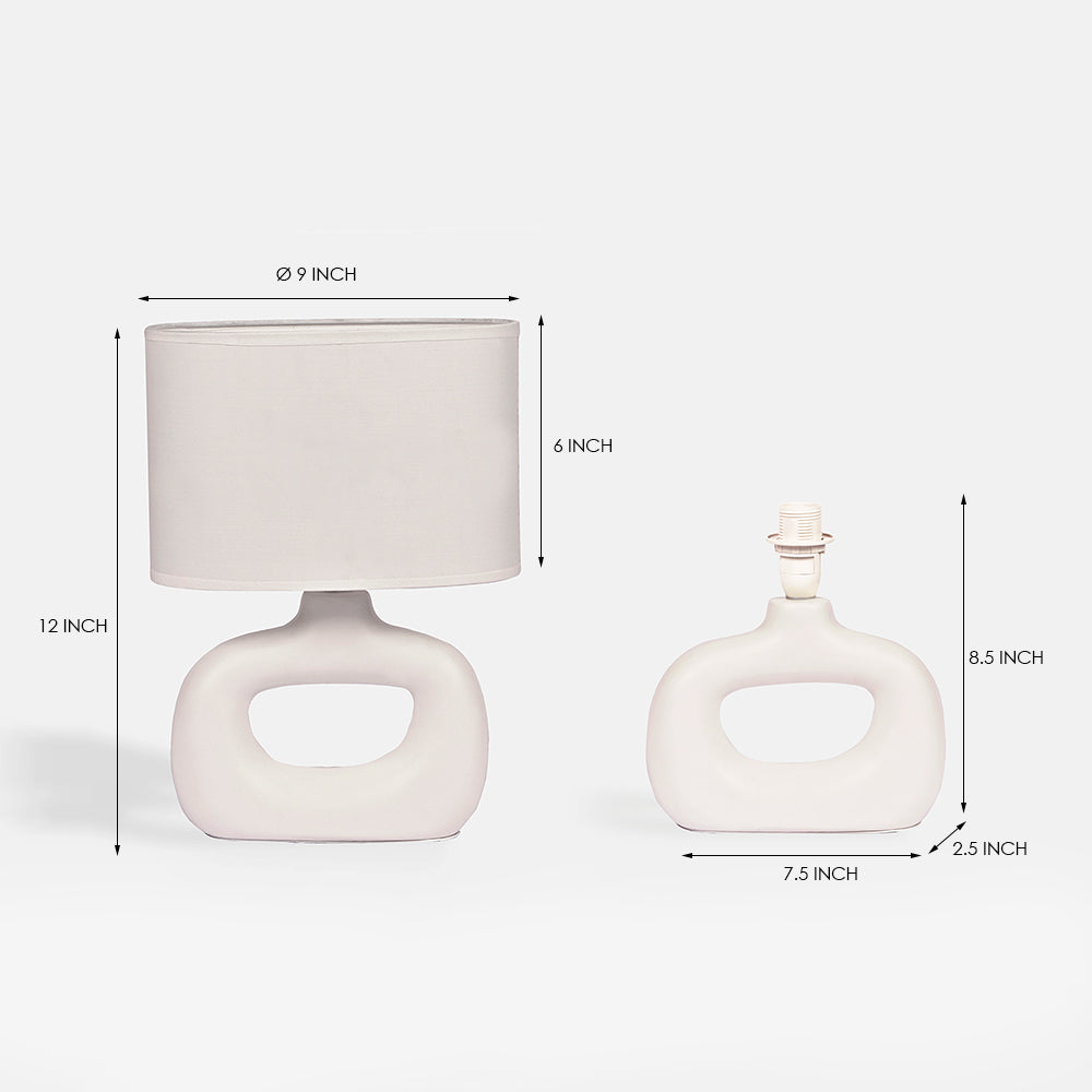 Astral Noir Fabric Shade Ceramic Table Lamp - Off White