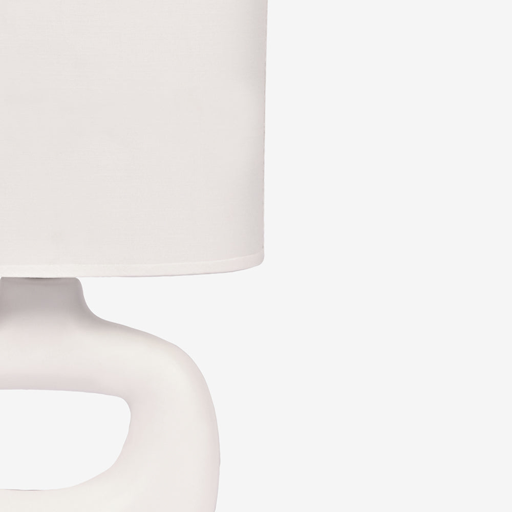 Astral Noir Fabric Shade Ceramic Table Lamp - Off White
