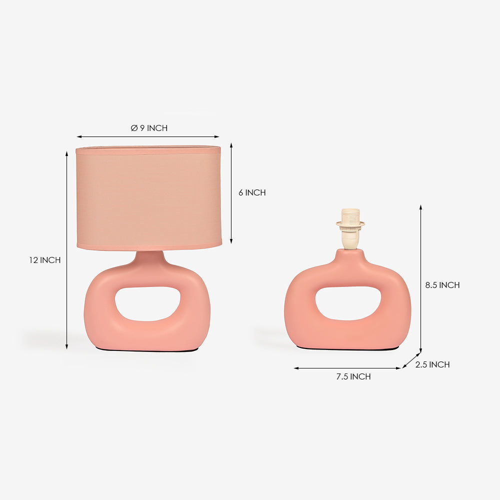 Astral Noir Fabric Shade Ceramic Table Lamp - Pink