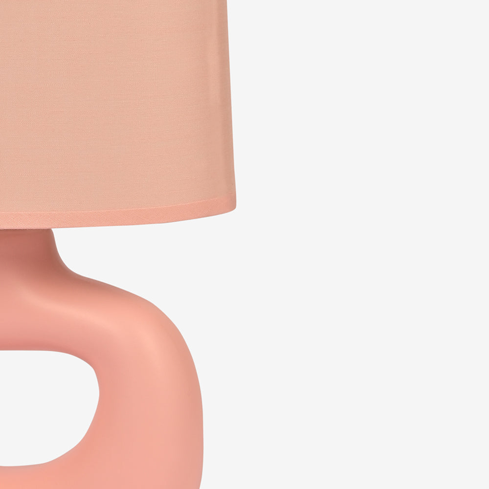 Astral Noir Fabric Shade Ceramic Table Lamp - Pink