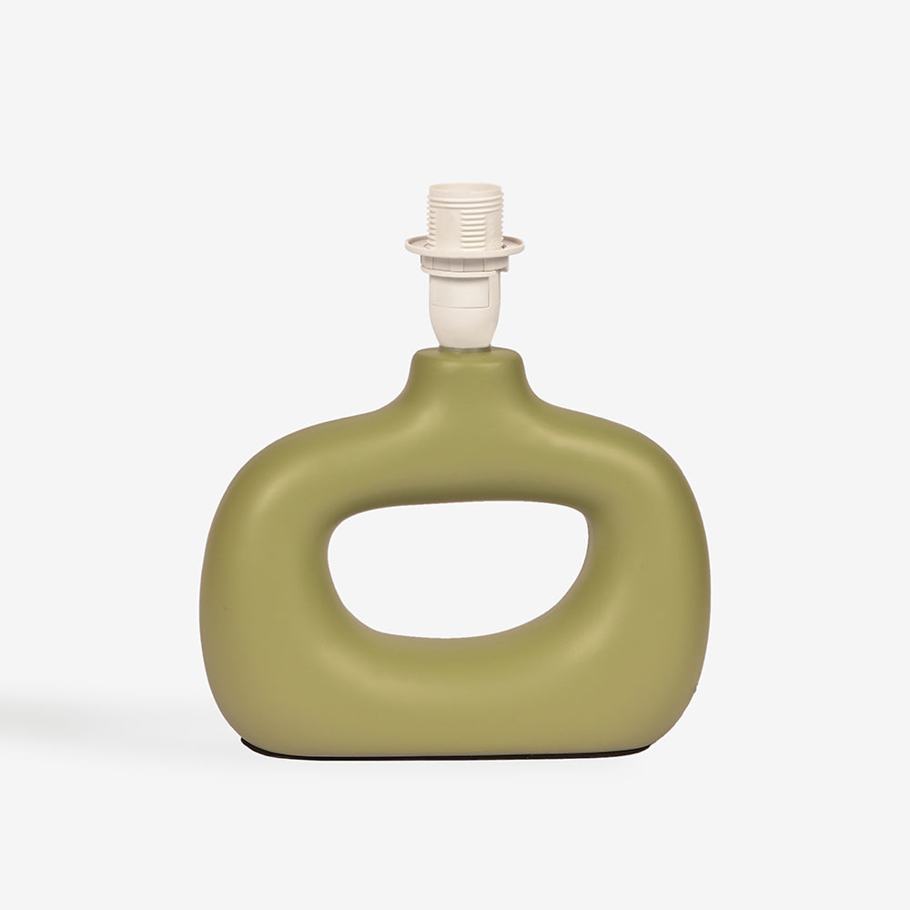 Astral Noir Fabric Shade Ceramic Table Lamp - Shallot Green