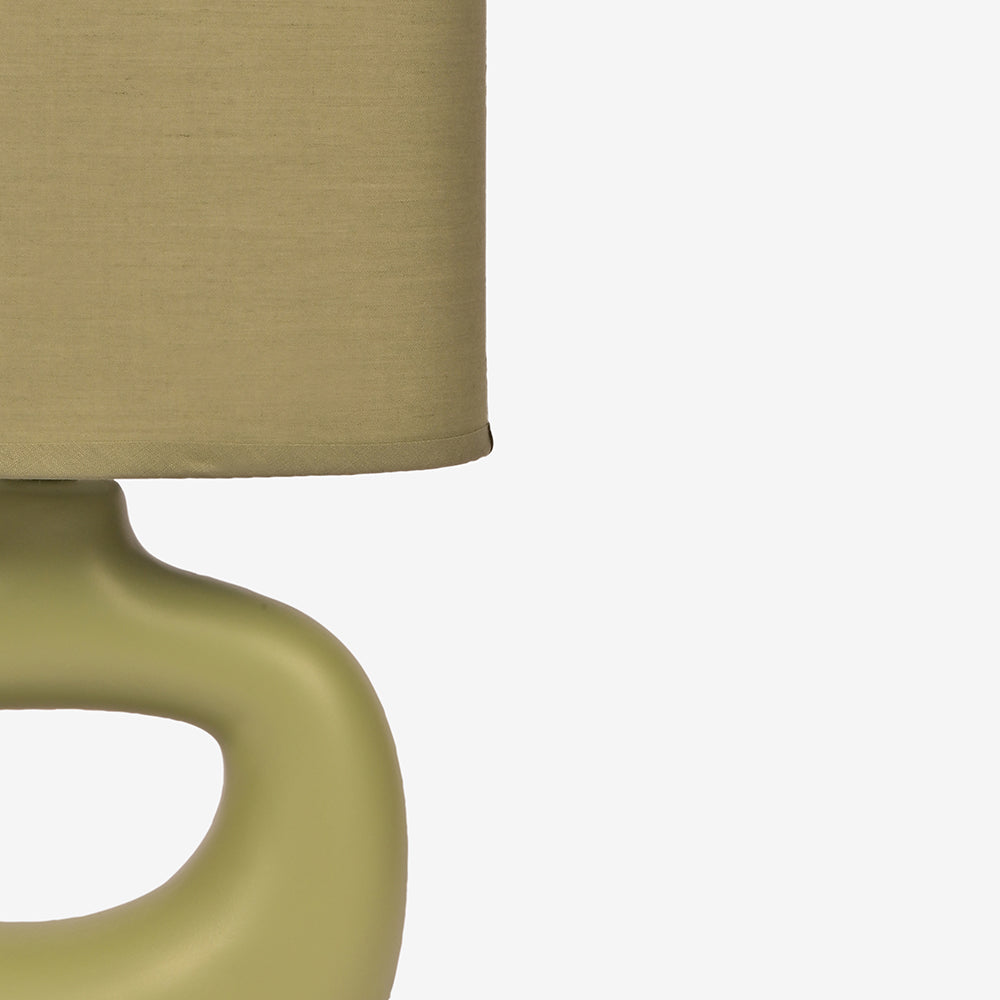 Astral Noir Fabric Shade Ceramic Table Lamp - Shallot Green