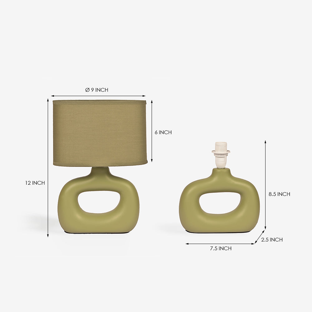 Astral Noir Fabric Shade Ceramic Table Lamp - Shallot Green