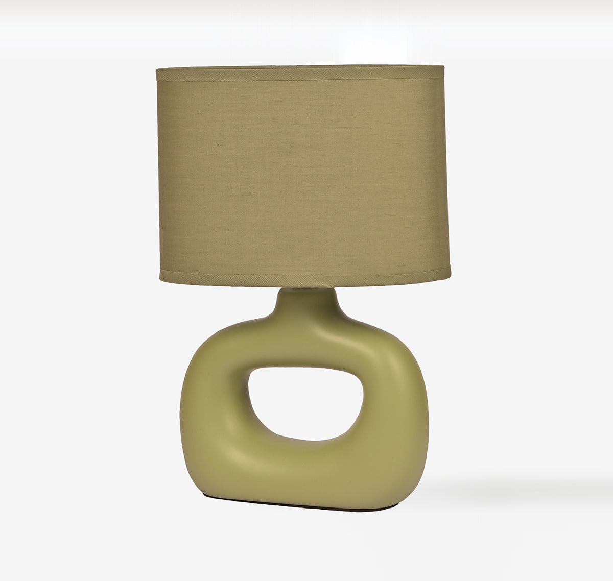 Astral Noir Fabric Shade Ceramic Table Lamp - Shallot Green