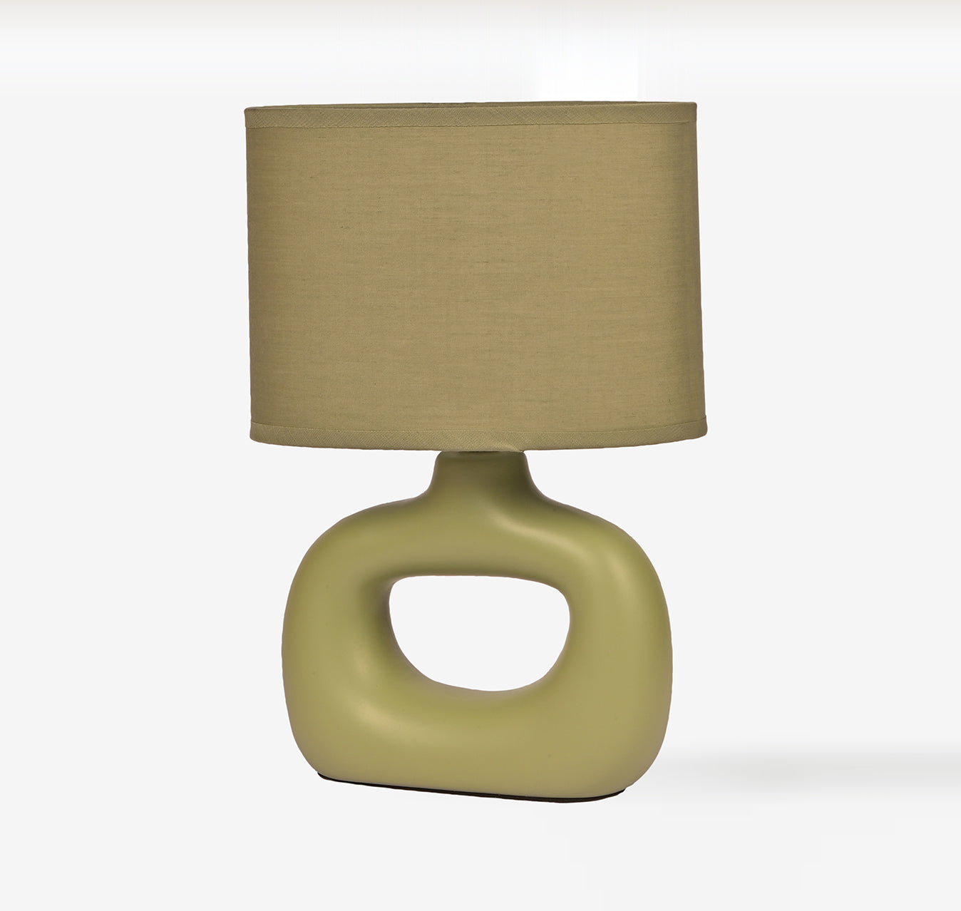 Astral Noir Fabric Shade Ceramic Table Lamp - Shallot Green