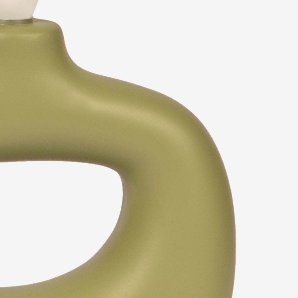 Astral Noir Fabric Shade Ceramic Table Lamp - Shallot Green