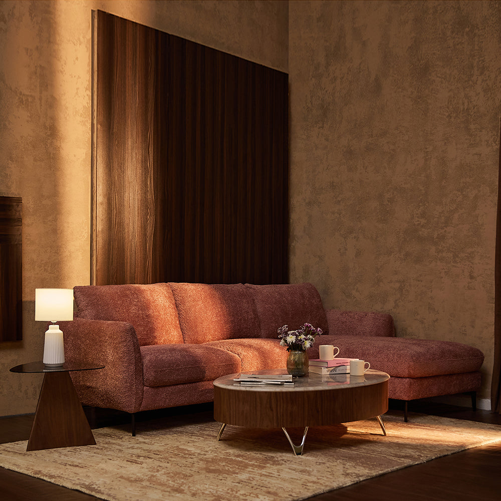 Nova Niche 3 Seater Sofa - Dusty Rose Brown - RIGHT HAND
