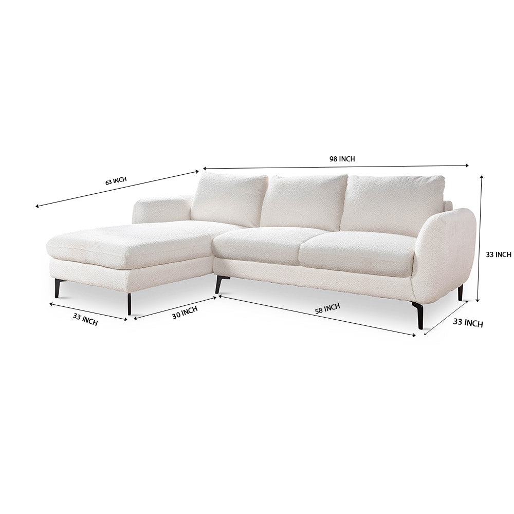 Nova Niche 3 Seater Sofa - White - LEFT HAND