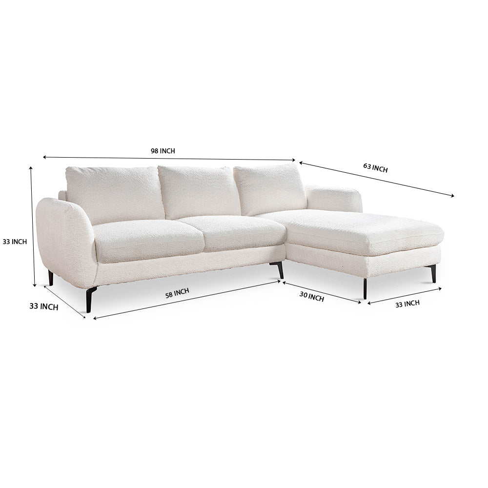 Nova Niche 3 Seater Sofa - White - RIGHT HAND