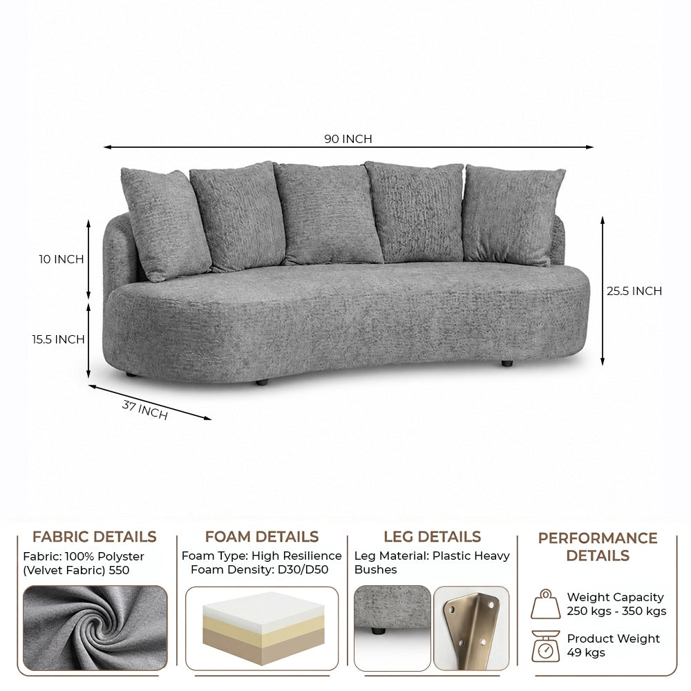 Isabella YewYield 3 Seater Sofa - Grey