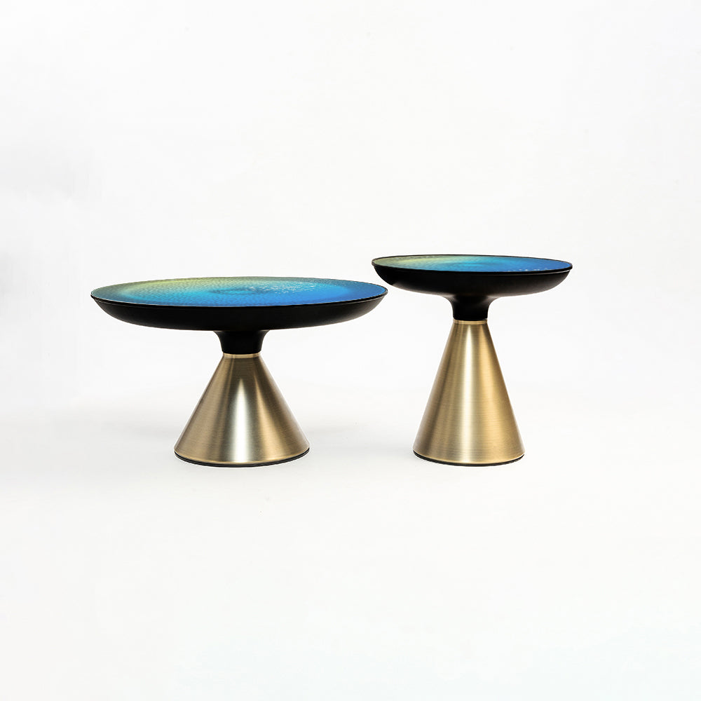 Ava Long Round Glass Top Coffee Table Set of 2