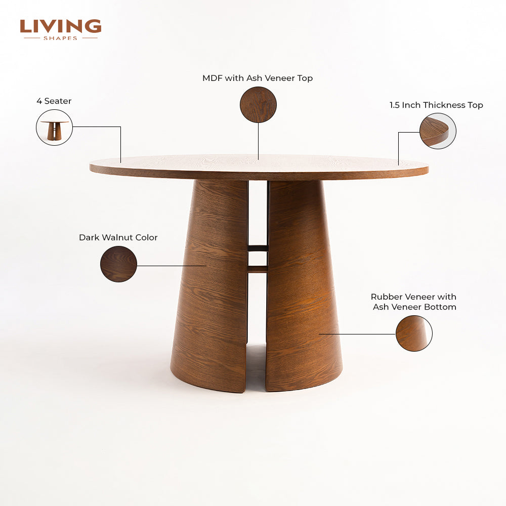 Stella Hughes 4 Seater Dining Table - Dark Walnut