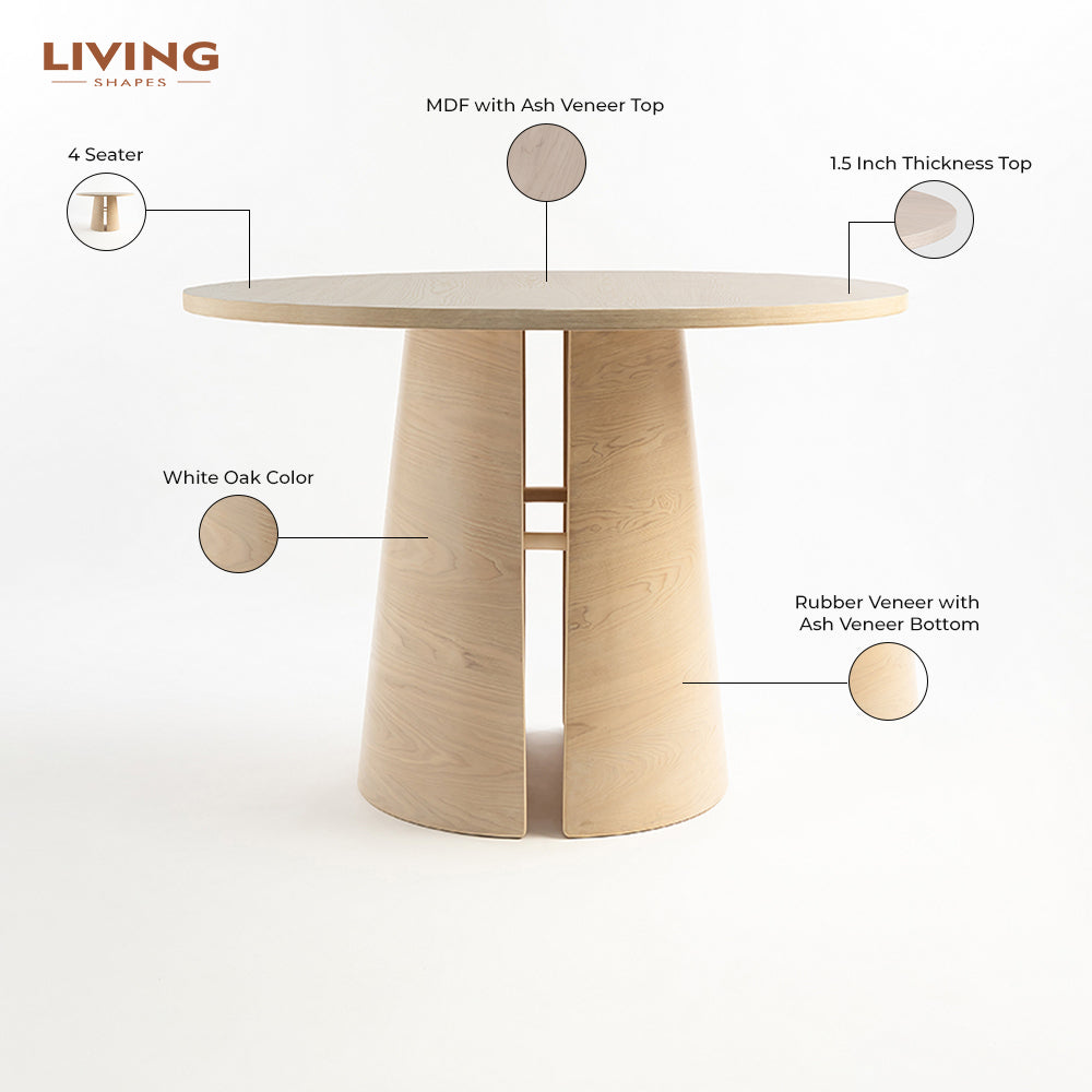 Stella Hughes 4 Seater Dining Table - White Oak