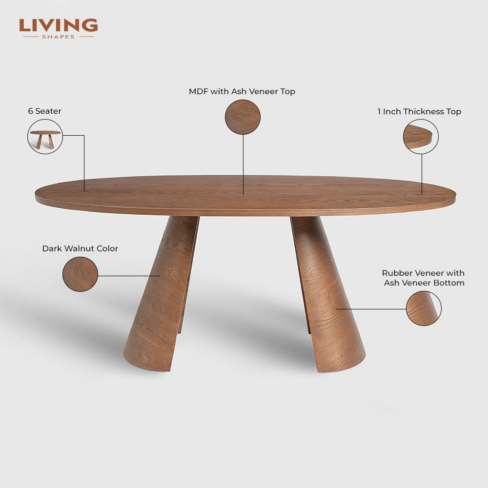 Andrew Hughes 6 Seater Dining Table - Dark Walnut