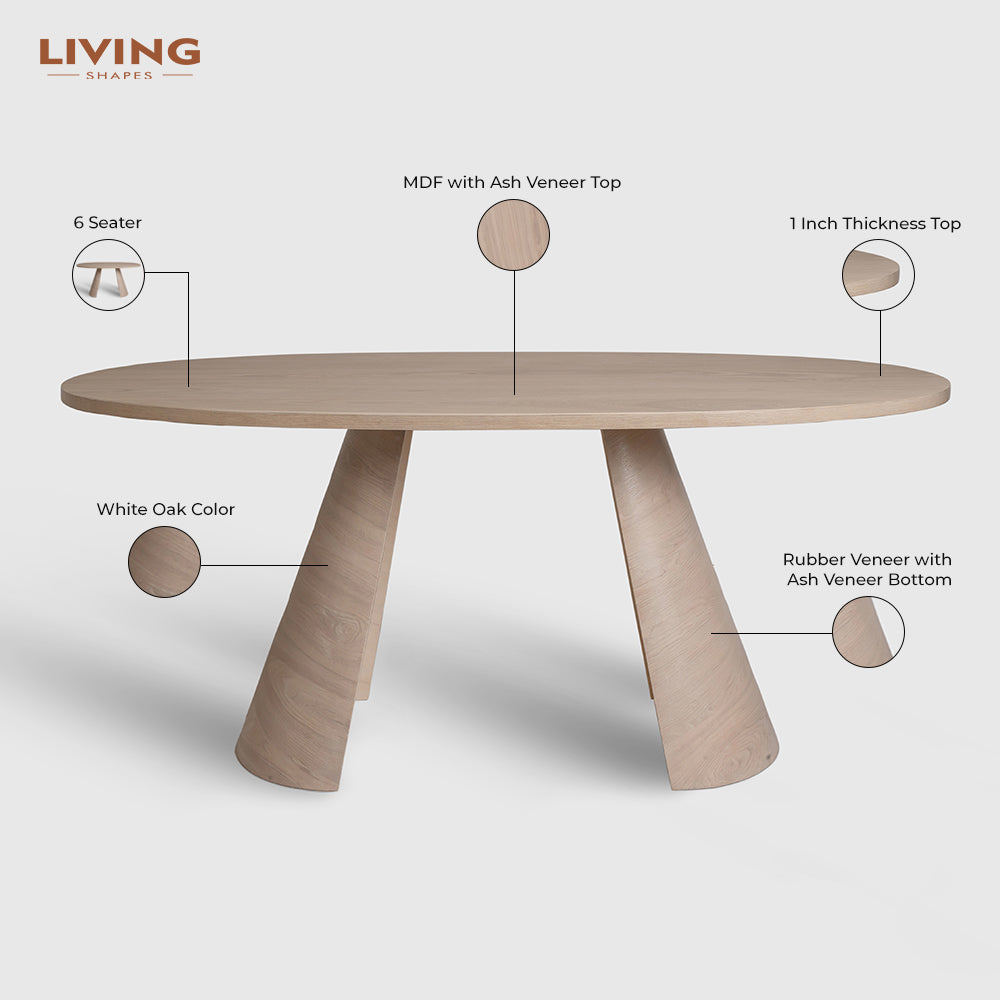 Andrew Hughes 6 Seater Dining Table - White Oak