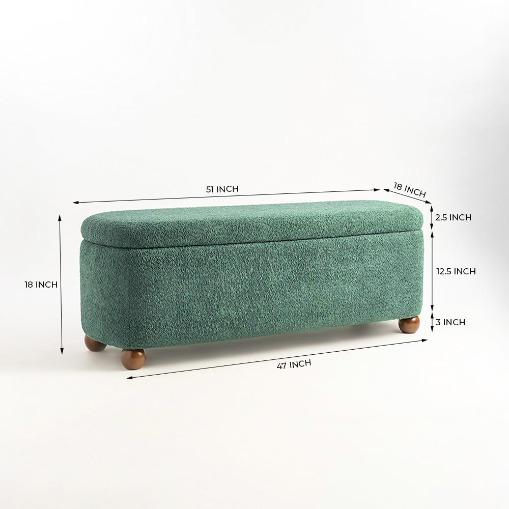 Mavis Boucle Bench with Wood - Green