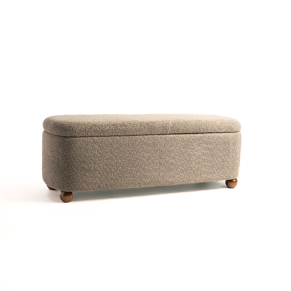 Mavis Boucle Bench with Wood - Grey