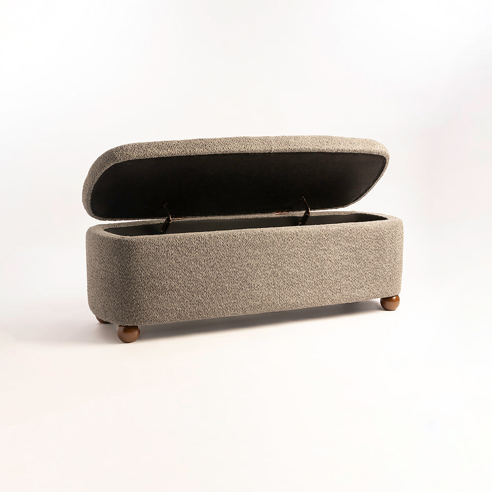 Mavis Boucle Bench with Wood - Grey