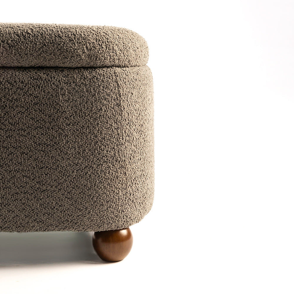 Mavis Boucle Bench with Wood - Grey