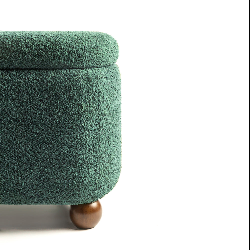 Mavis Boucle Bench with Wood - Green
