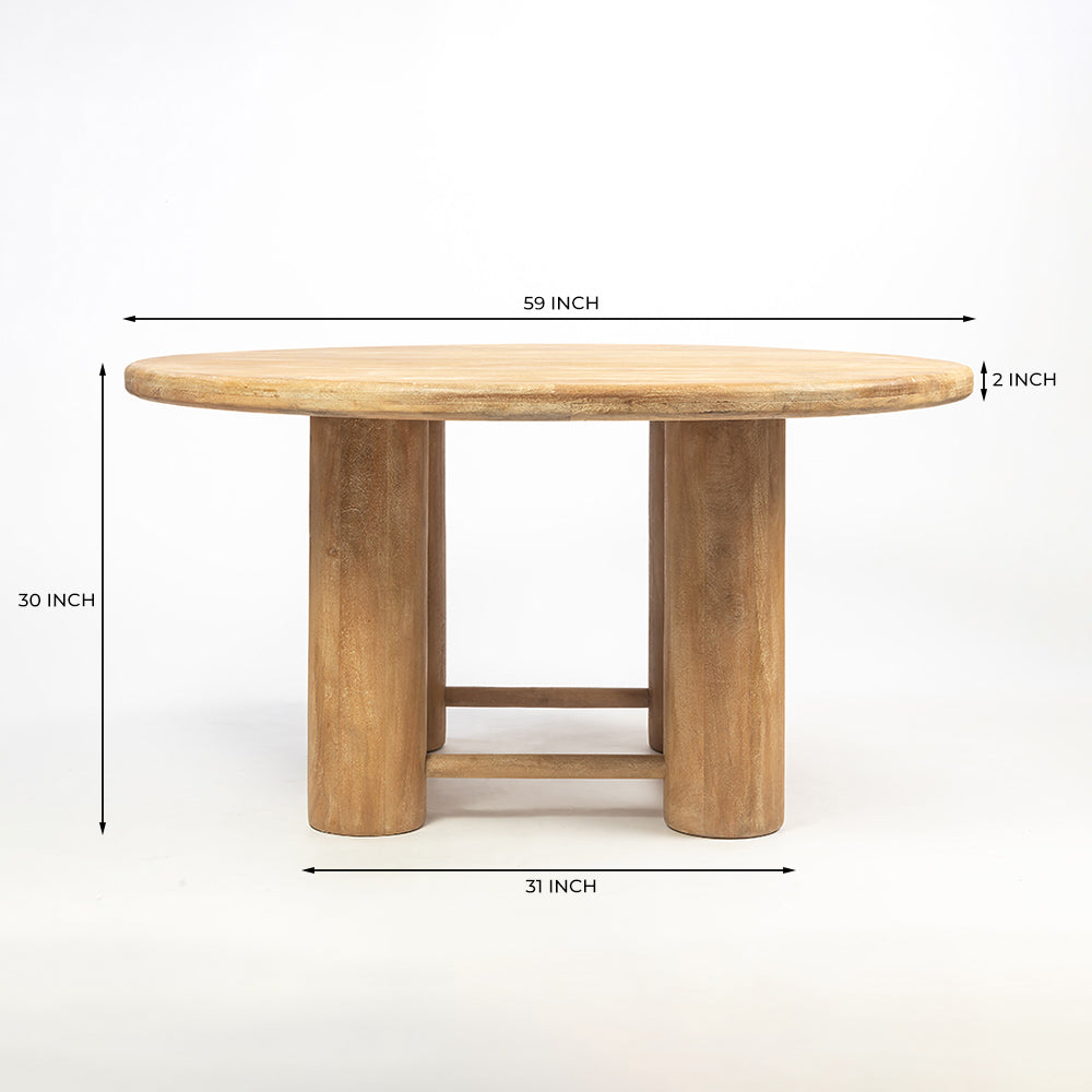 Elysianis Leewell 6 Seater Dining Table - Limewash